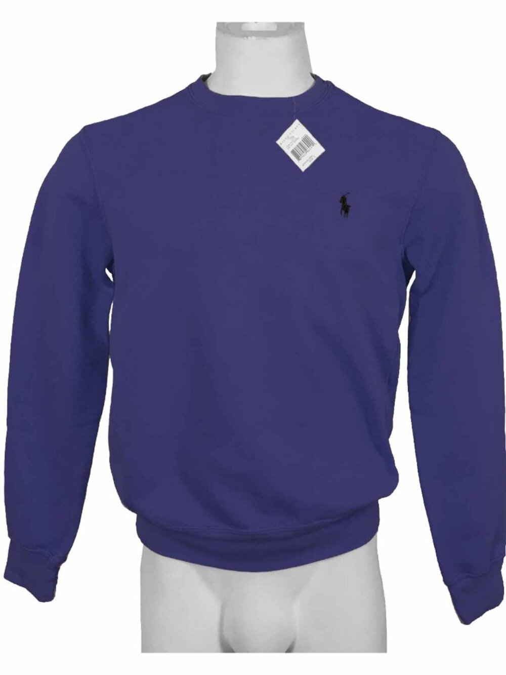 New Vintage Polo Ralph Lauren Sweatshirt!  Med  Purplish Blue With Black Player